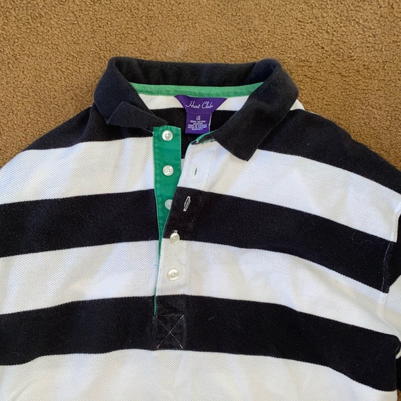 Hunt club - Ralph Lauren vintage button up striped heavyweight polo size L - Picture 3 of 5